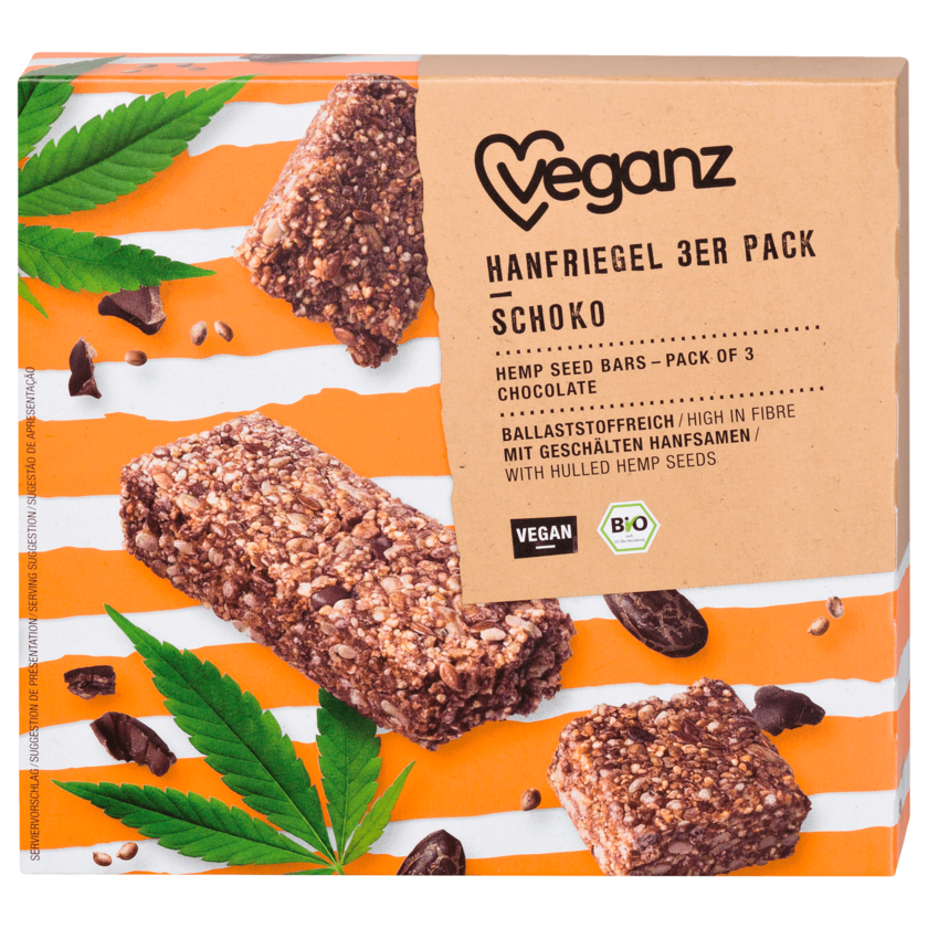 Veganz Bio Hanfriegel Schoko vegan 3 Stück